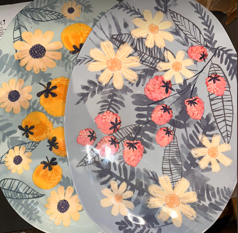 Berries and Florals Handmade Platter