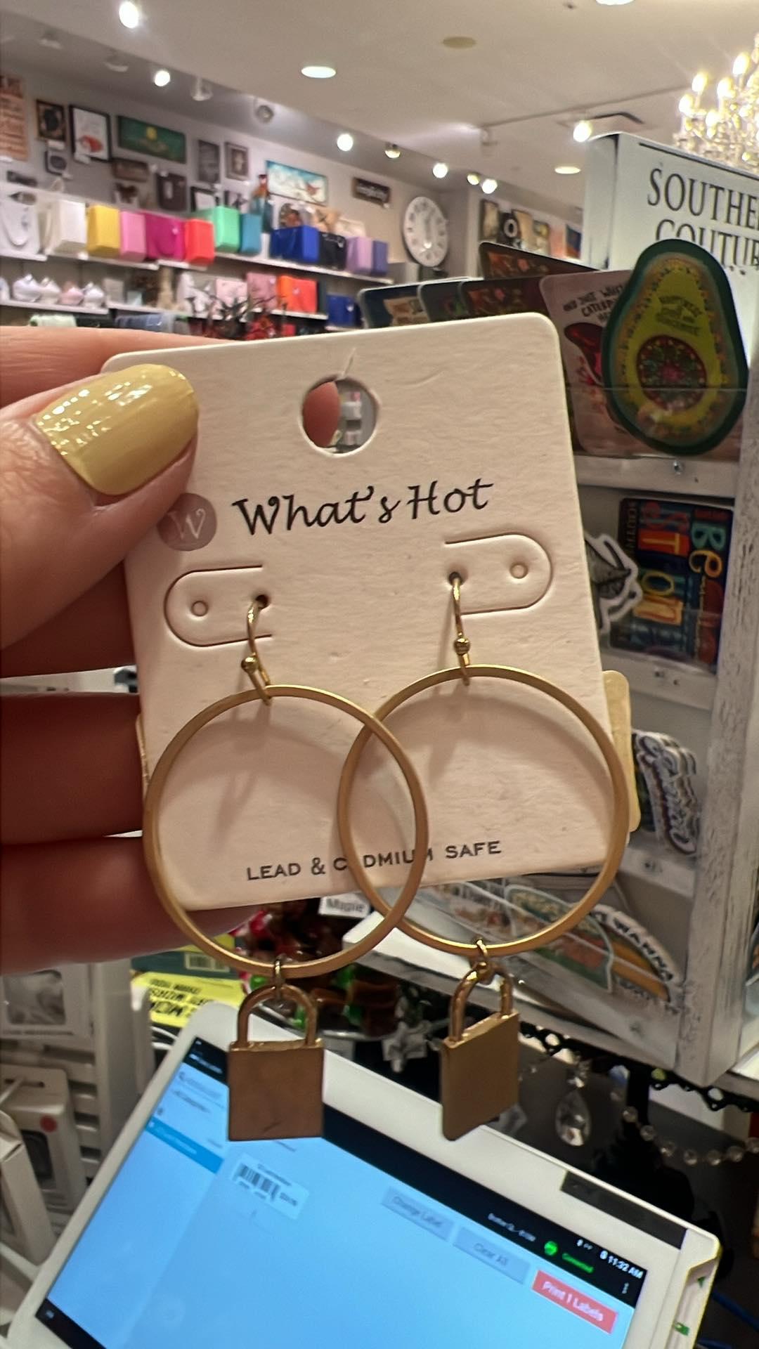 Brushed Hoop & Locket Earrings