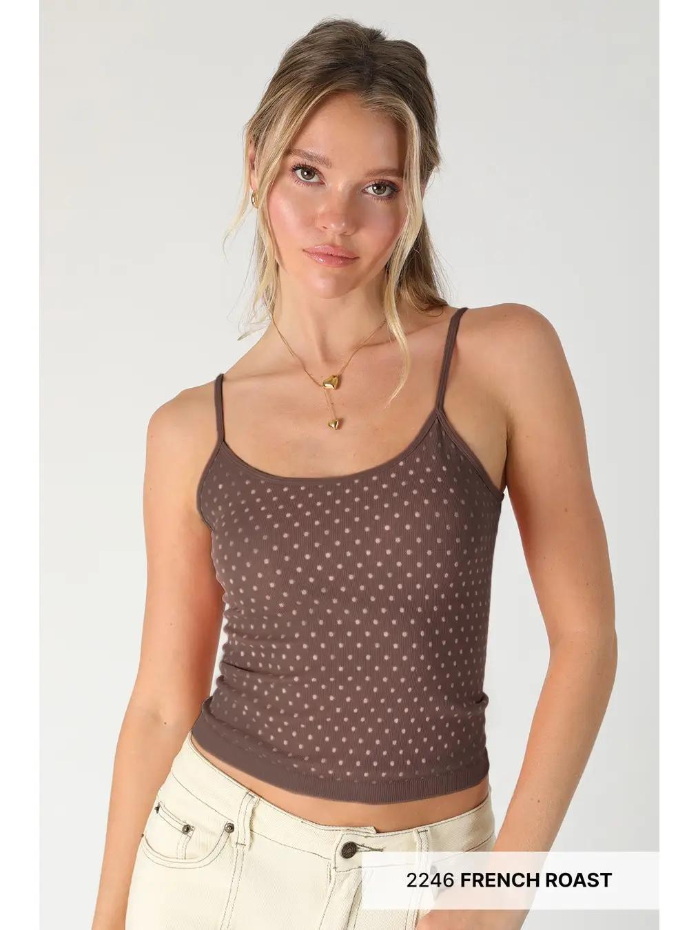 White Polka Dot Strap Cami O/S