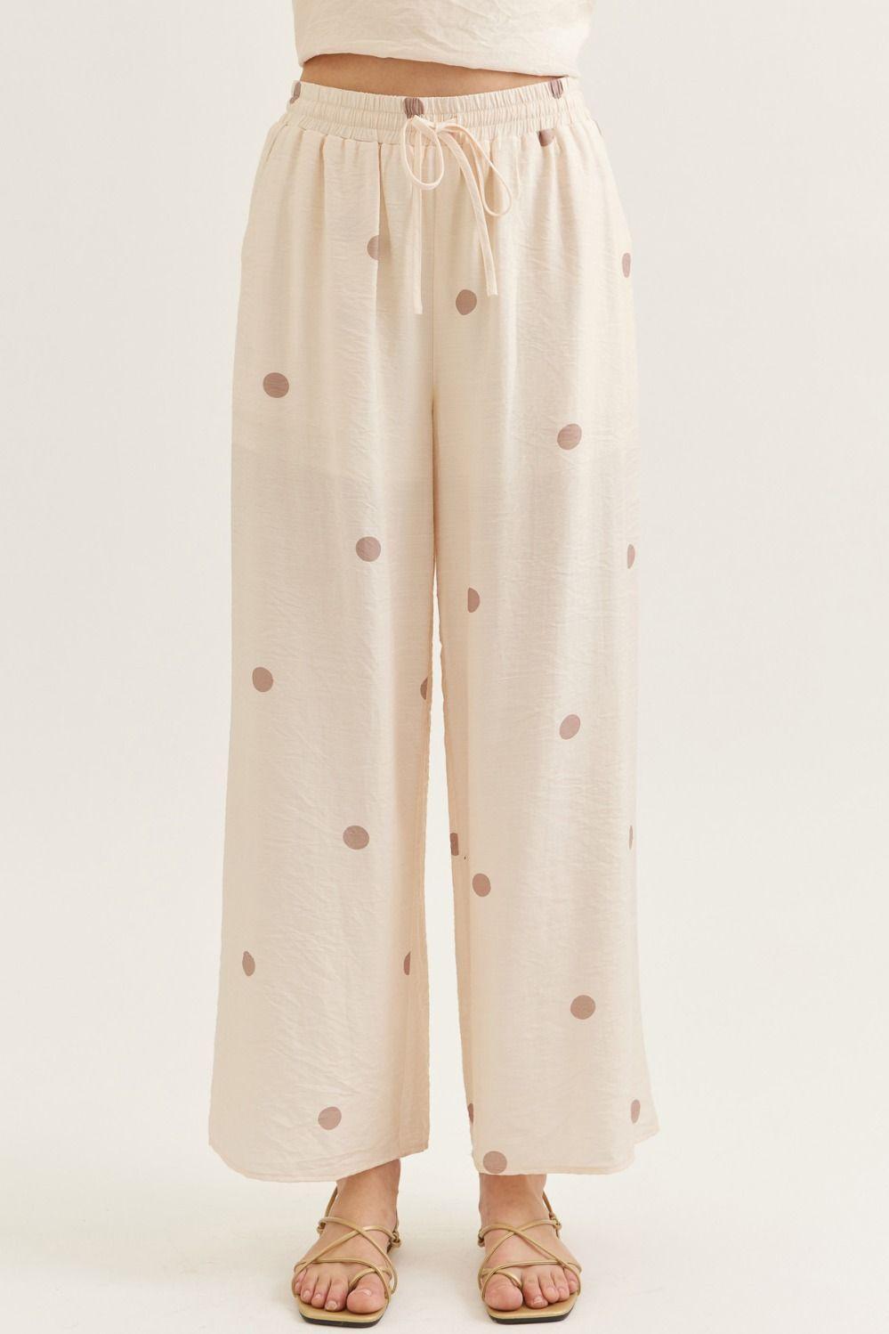 Ecru Polka-Dot Linen Set