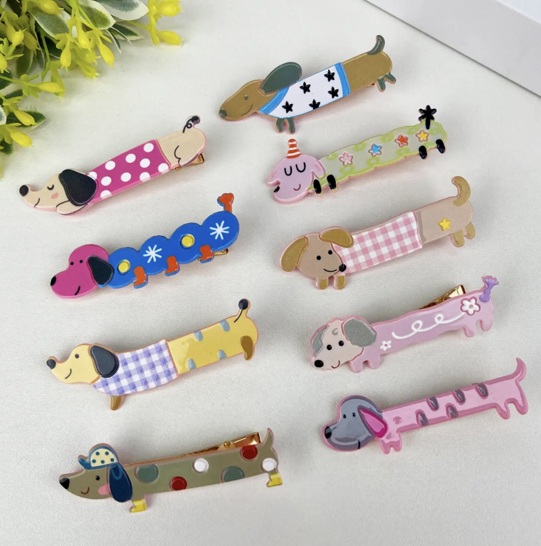 Cute Cartoon Colorful Dachshund Hair Clip