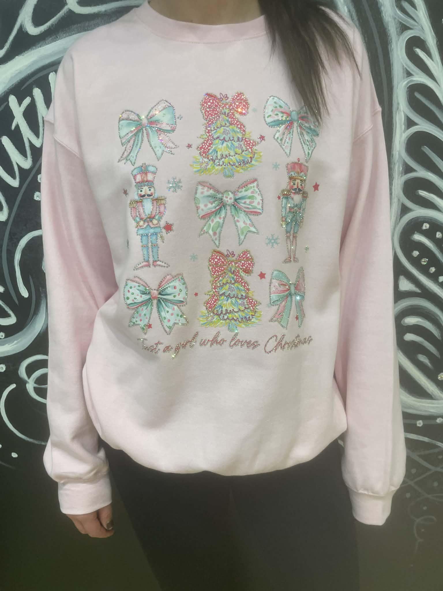Baby Pink Christmas Trees & Bows Sweatshirt