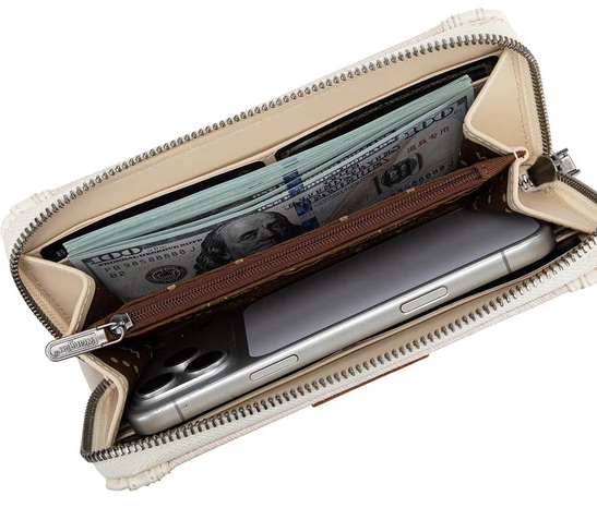 Wrangler Western Chevron Contrast Stitch RFID Wallet - Tan