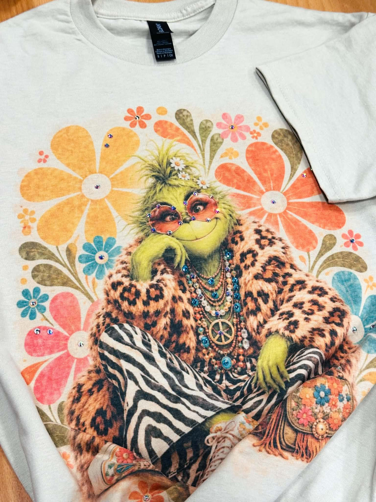 Hippie Grinch Bedazzled Tee