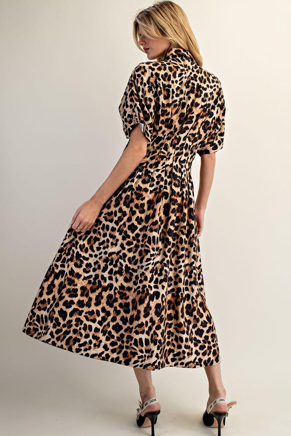 Leopard Button Down Maxi Dress