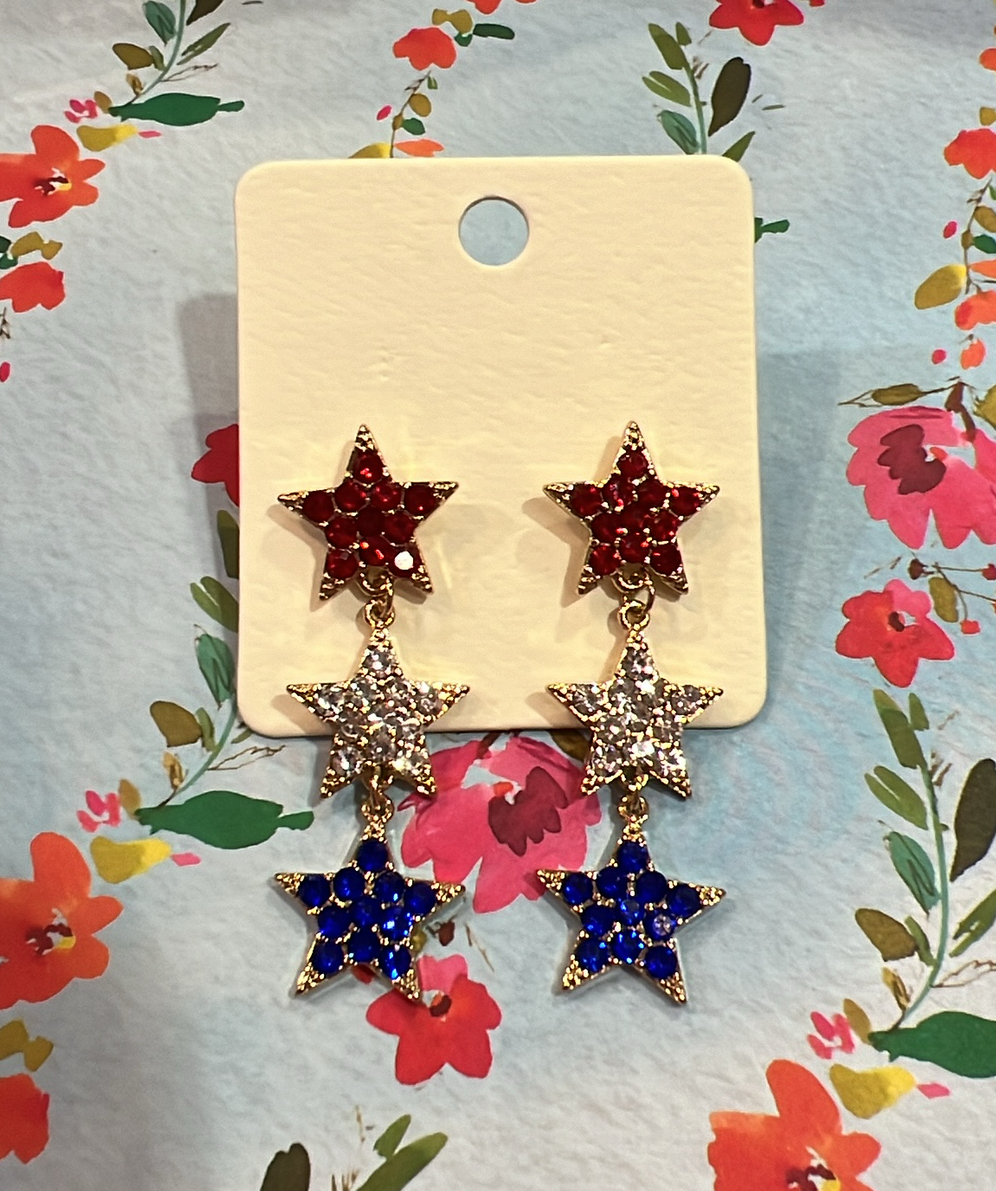 USA Star Crystal Earrings