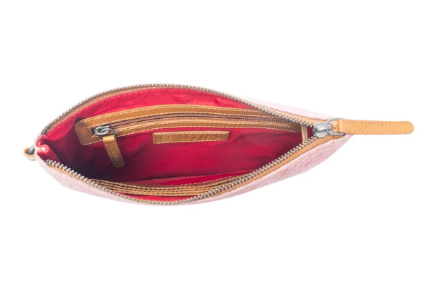 Rosette Trail Leather Bag in Mauve Snake Print