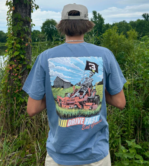 Drive Fast Eat Grass Tee | Blue Jean