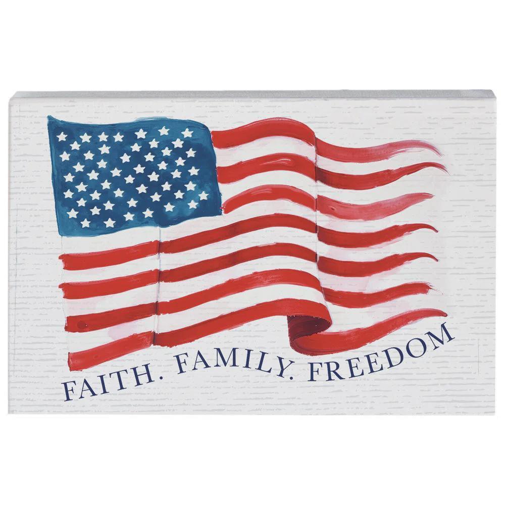 Family Faith Freedom Block Sign