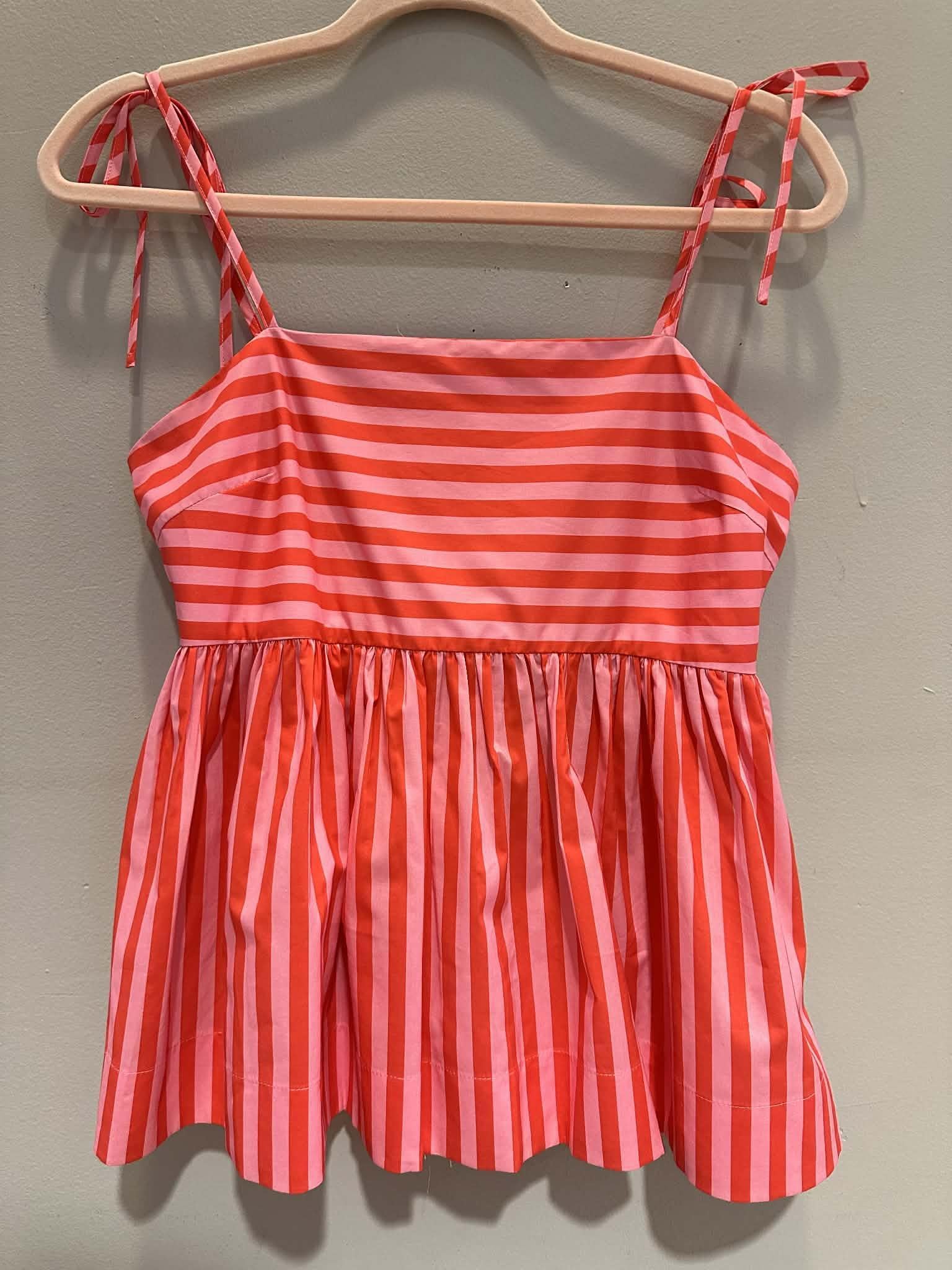 Orange Striped Sleeveless Tie-Strap Top