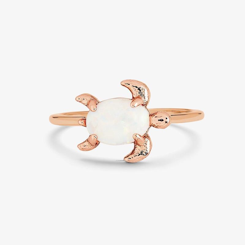Opal Sea Turtle Rose Gold Ring