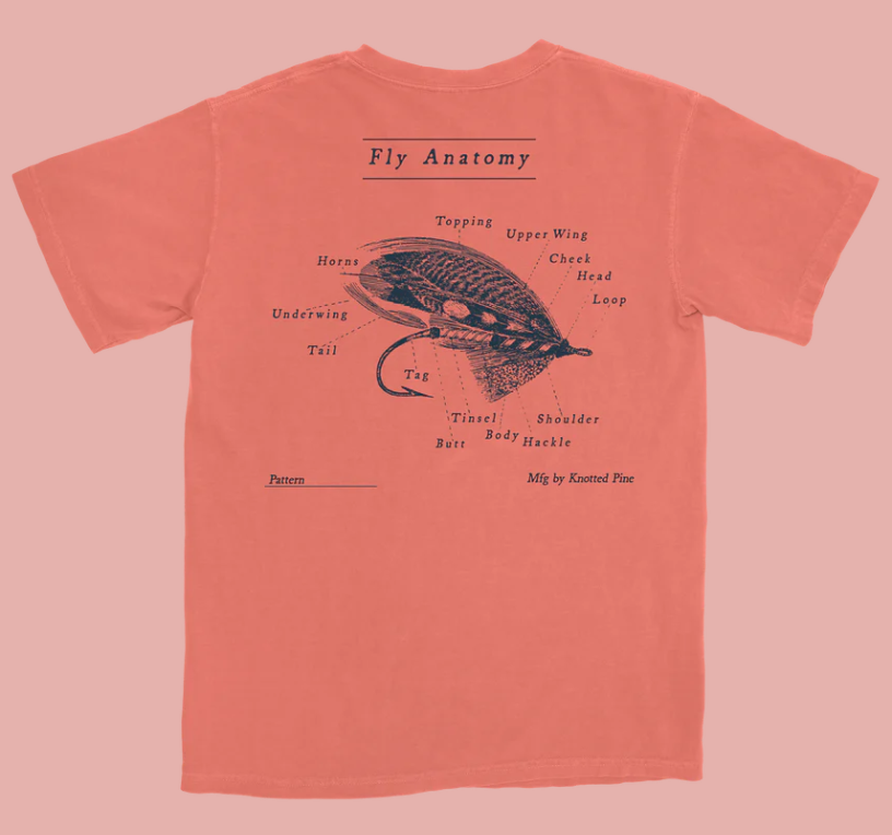 Fly Anatomy Tee - Bright Salmon