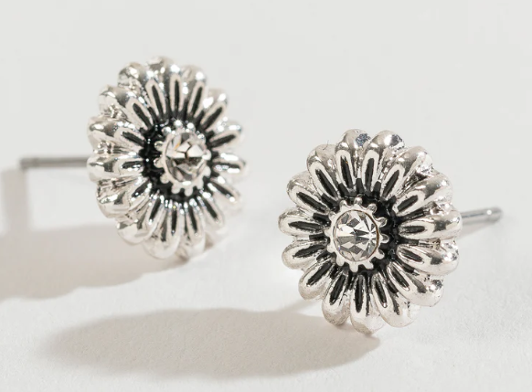 Antique Silver Flower Earrings