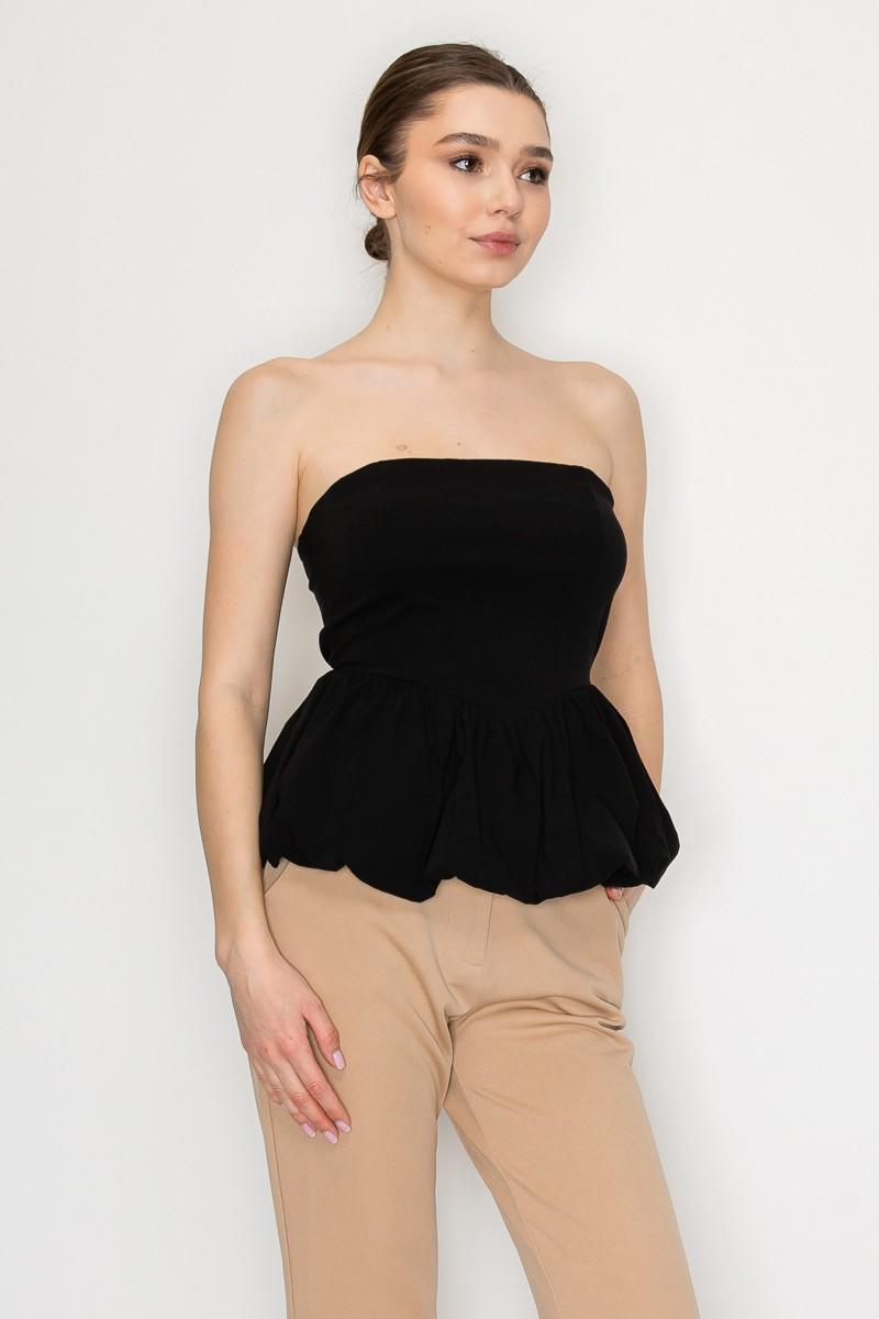 Strapless Ballon Smocked Top