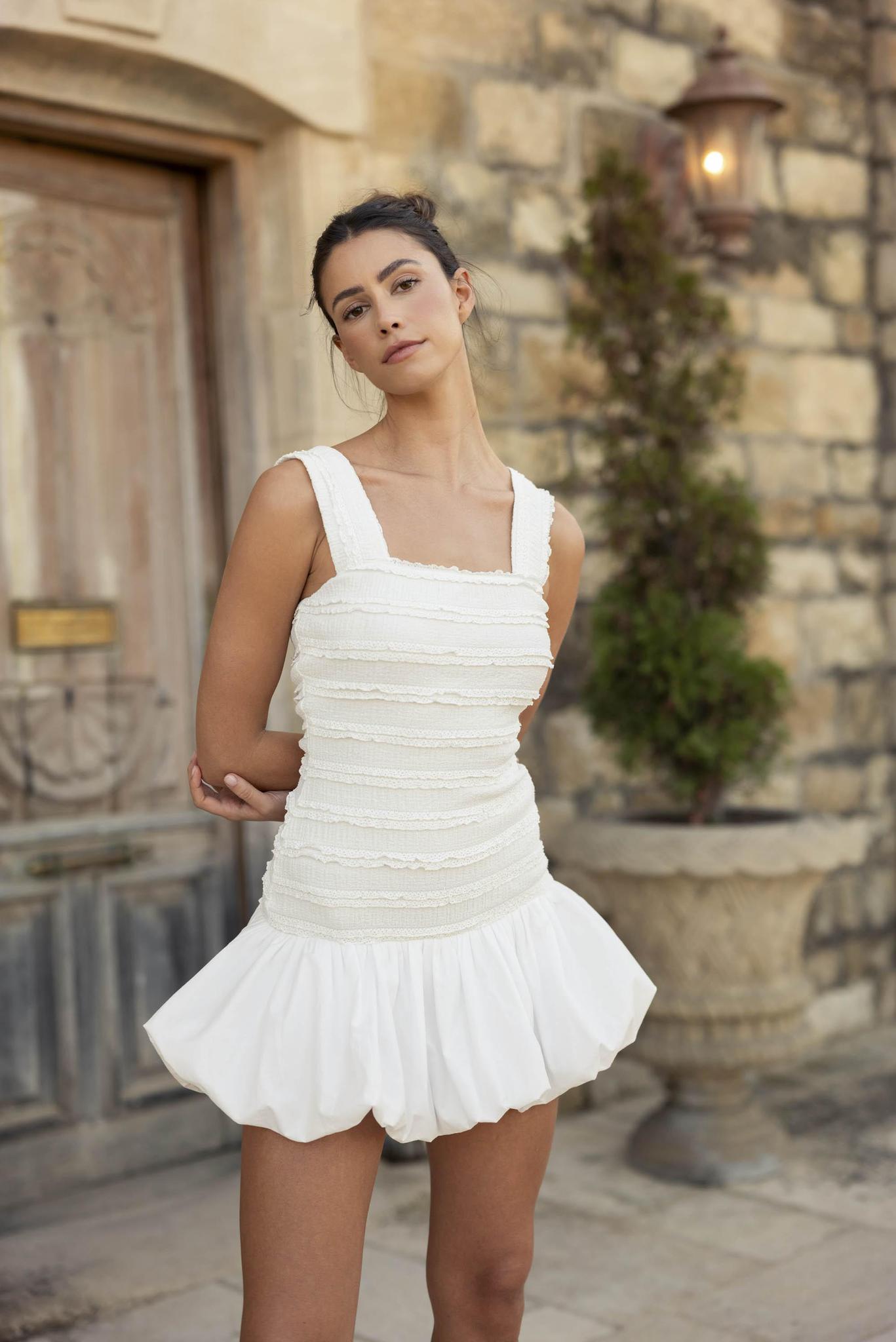 Bodice Bubble Hem Mini Dress