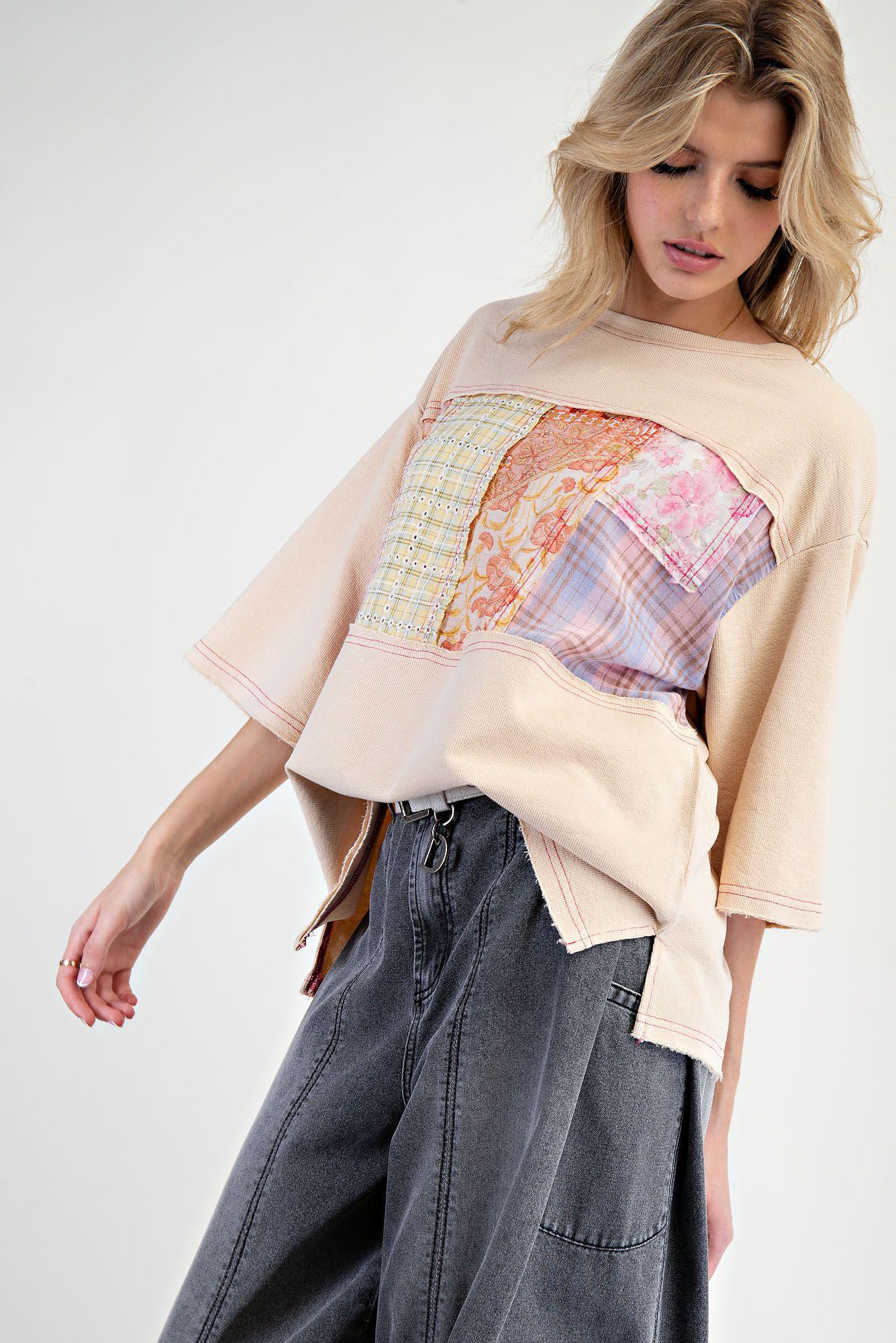 Print Mix Rib Knit Tunic