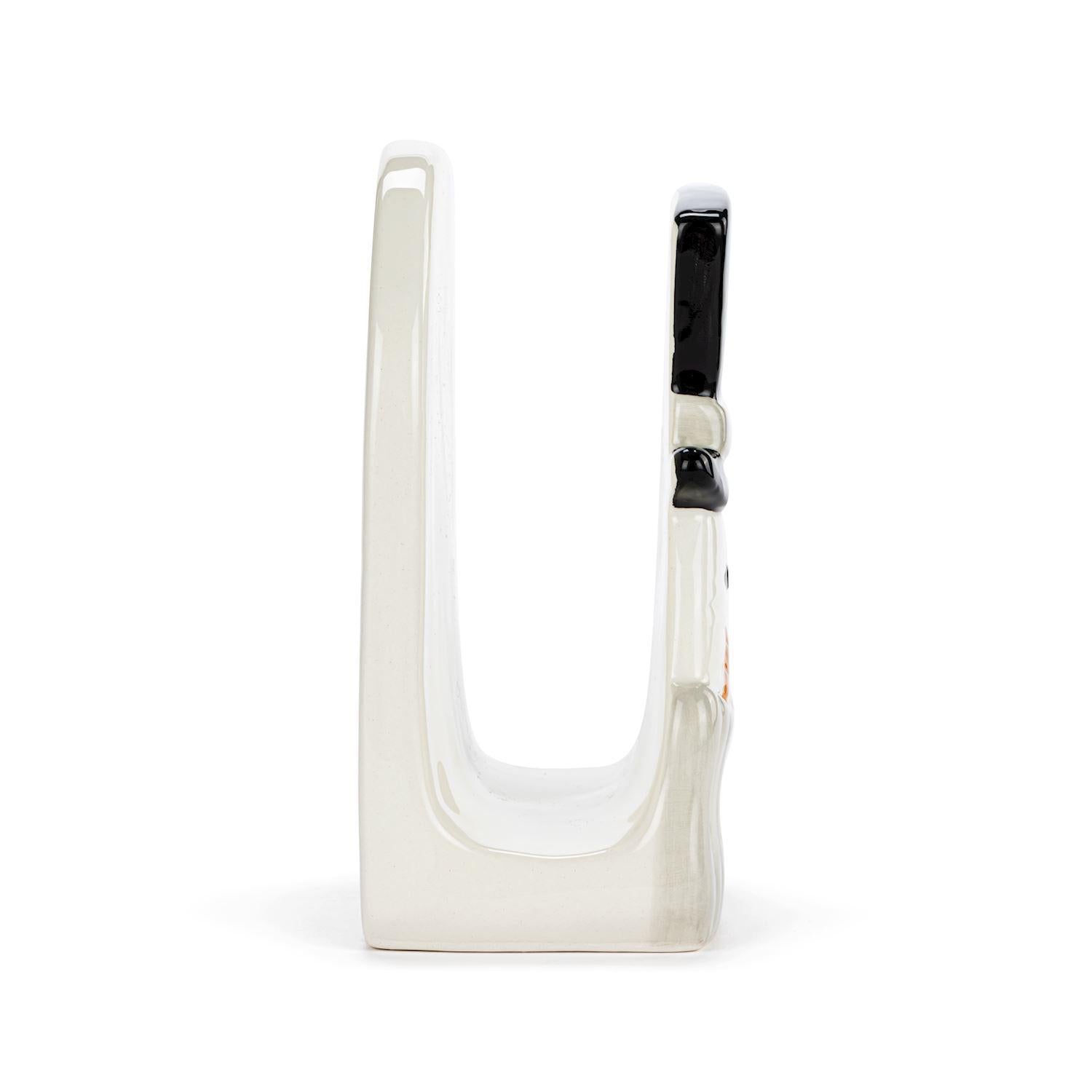 Snowman Red Heart Cream Ceramic Napkin Holder - 5x6in