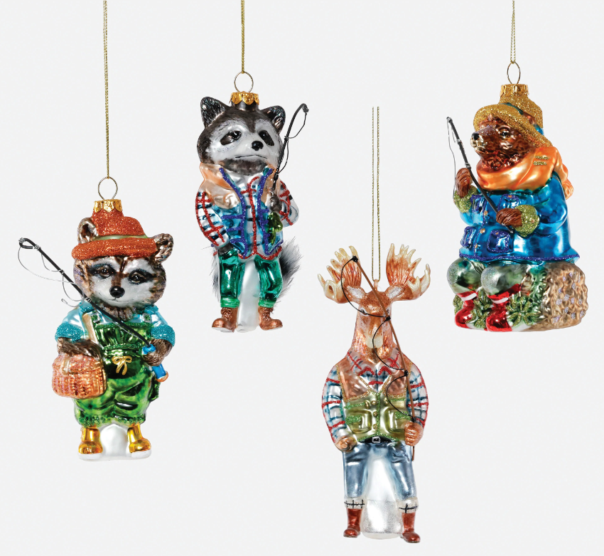 Fishing Animal Glass Ornament