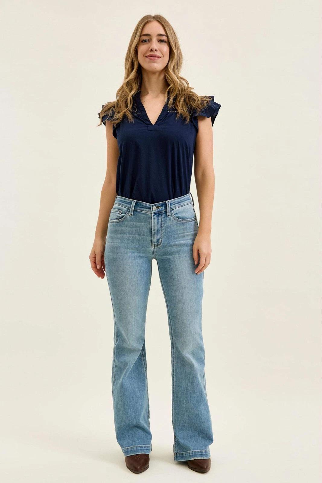 Judy Blue Mid Rise Flare Denim Jeans – 3 Inseam Options
