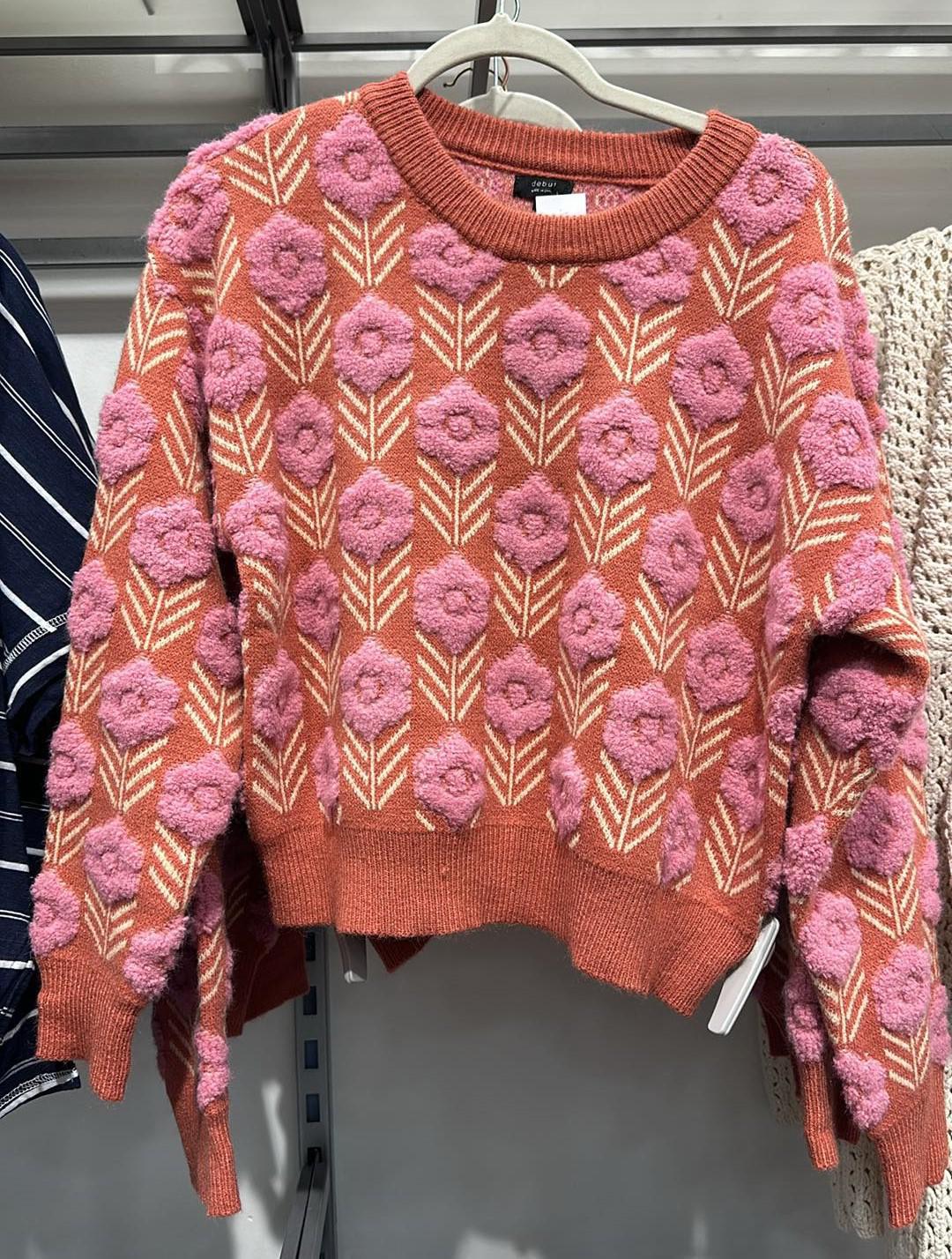 Rust Flower Sweater