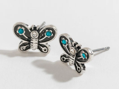 Antique Silver Butterfly Earrings