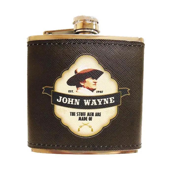 John Wayne Hip Flask - Leather Wrapped