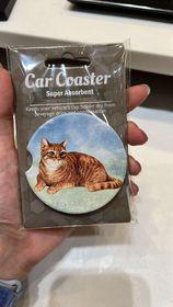 Tabby Orange Cat Car Coaster