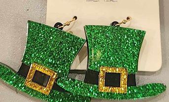 Leprechaun Glitter Hat Earrings
