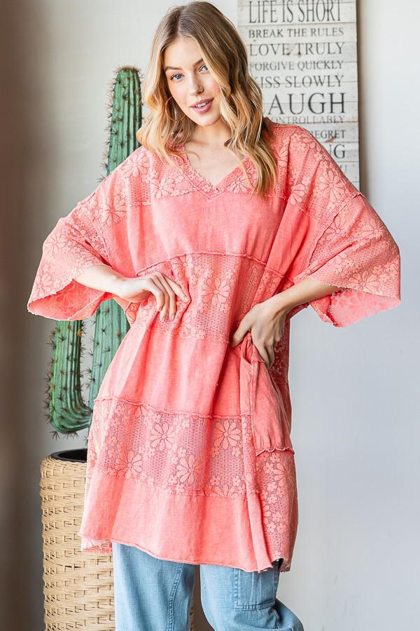 Lace Mix Media Hem Boxy Top