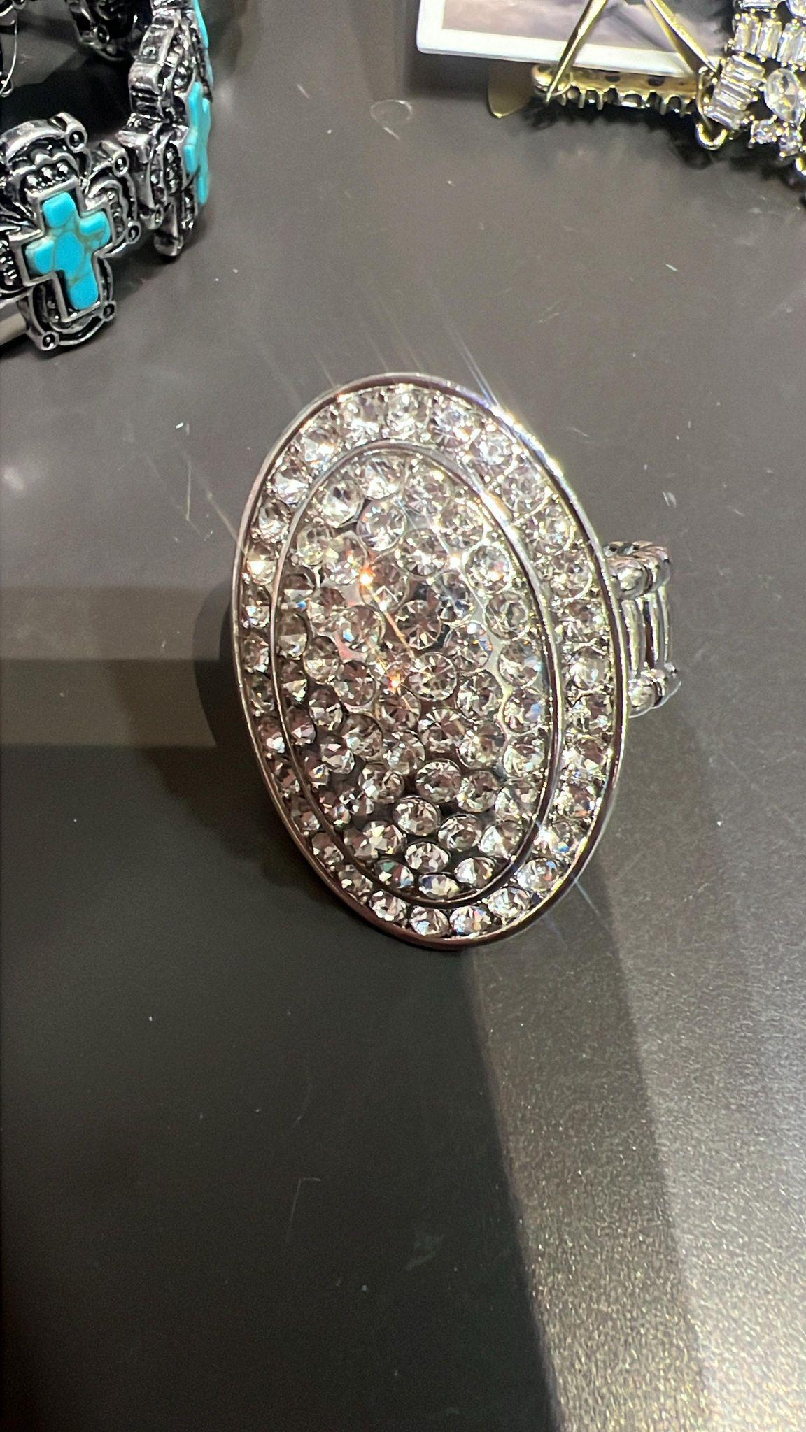 Oval Crystal Ring
