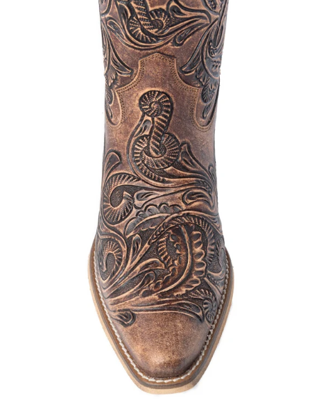Paisley Vintage Patina Western Booties in Tawny Brown