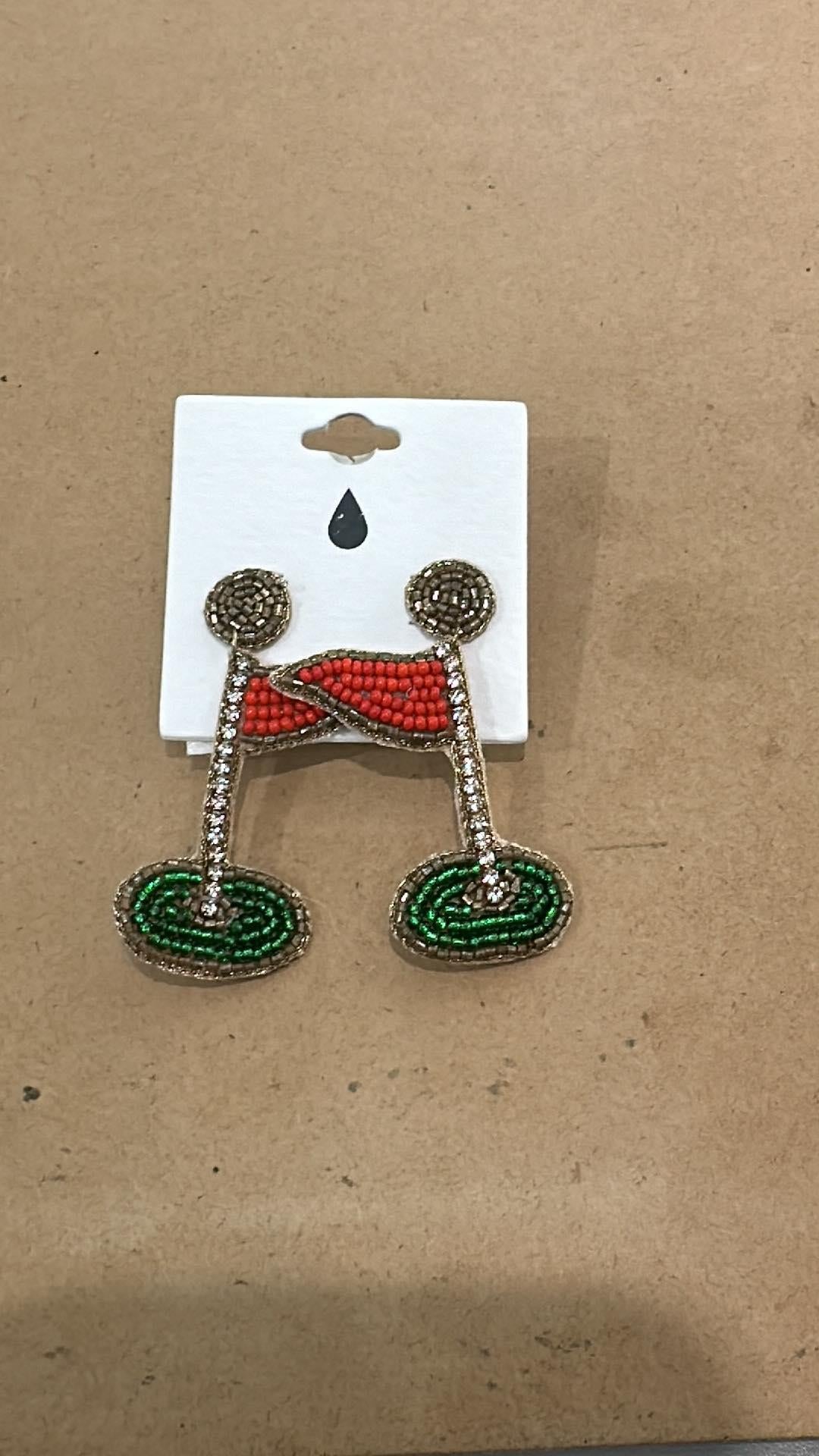 Golf Flag Beaded Earrings