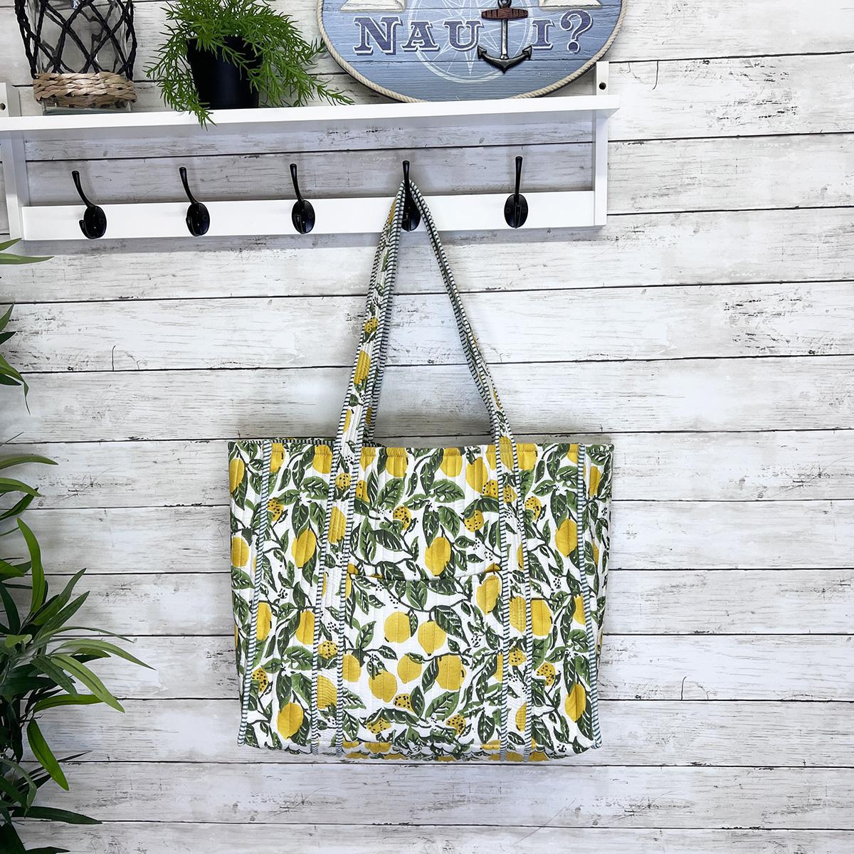 Lemon Groves Woven Tote Bag