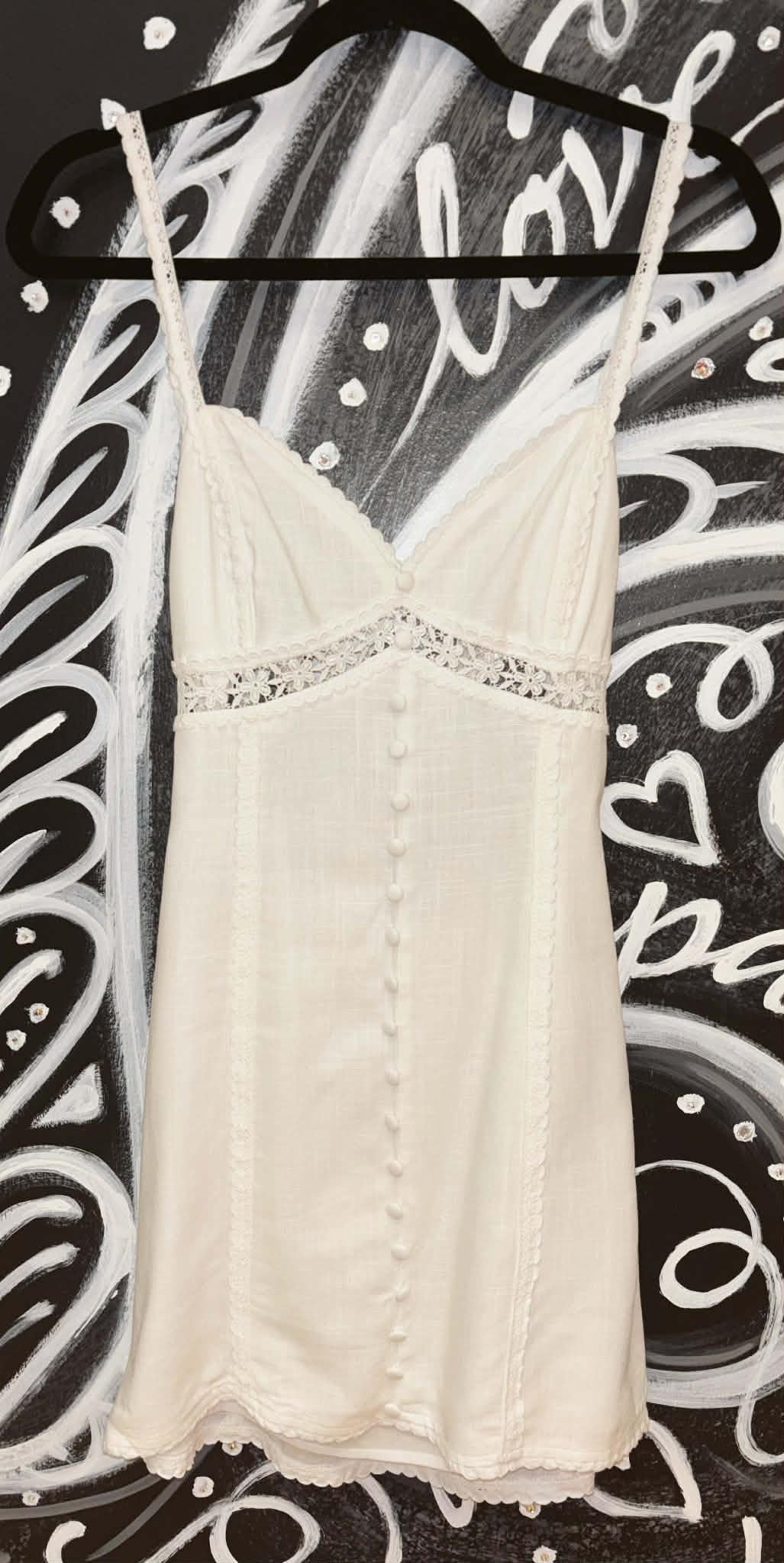 Cream Trim Detail Mini Dress