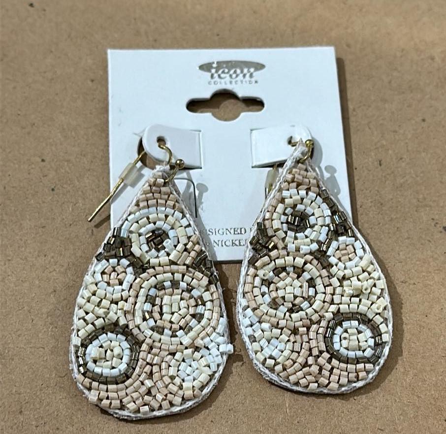 Ivory Swirl Beaded Earrings