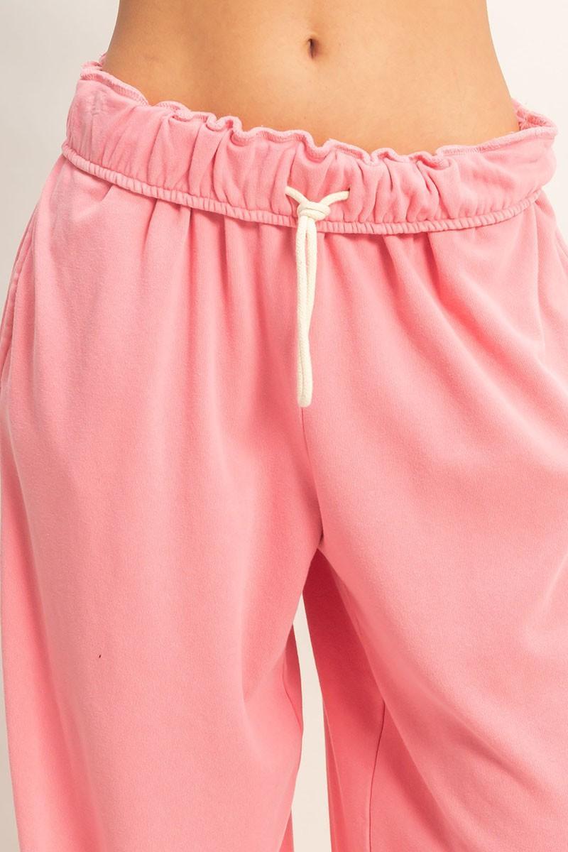 Fold Over Waist Wide Leg Sweatpant