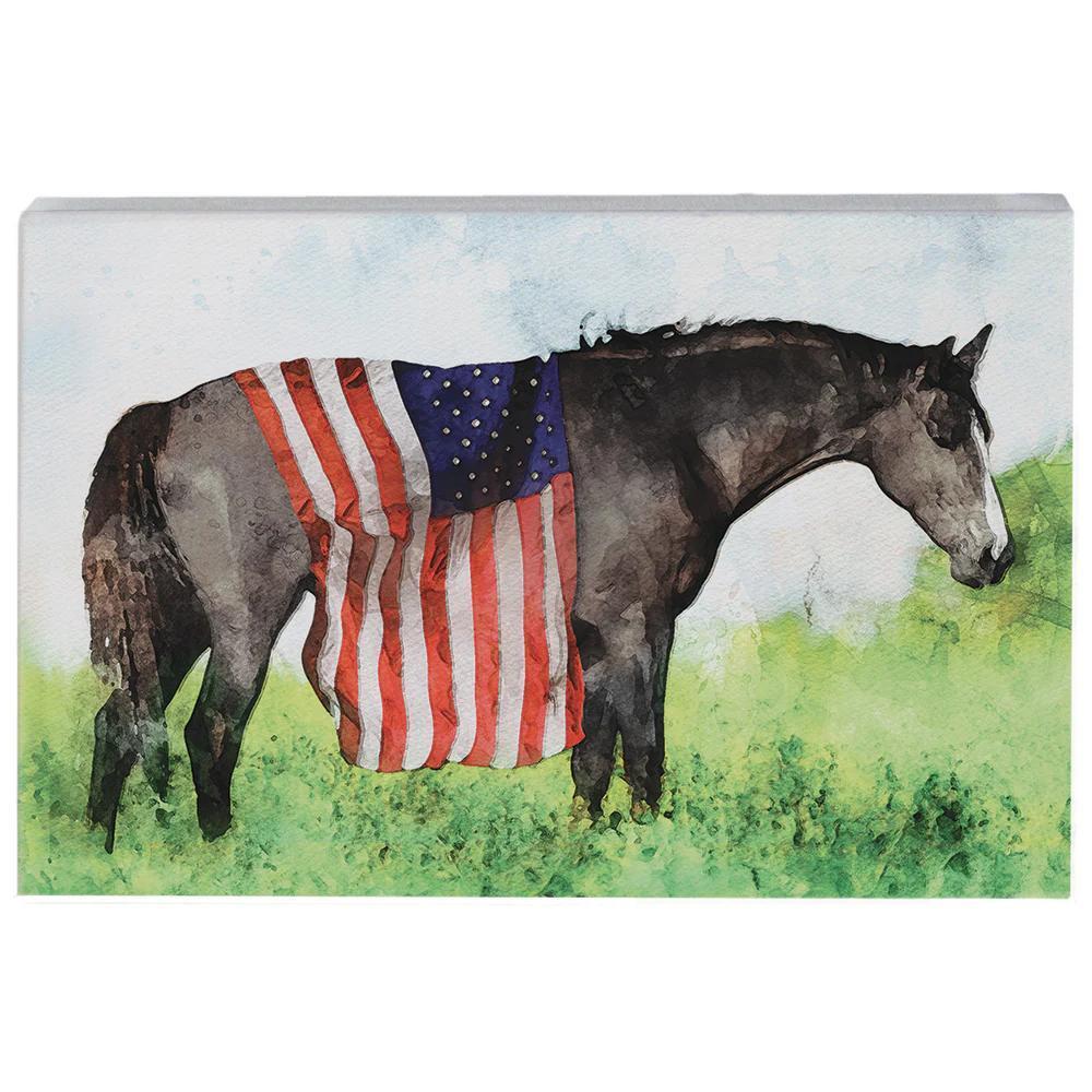 American Flag Horse Block Sign