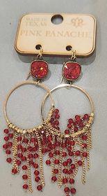 Red Bead Fringe Earrings