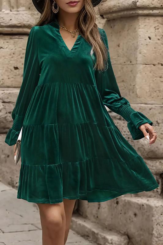 Green Velvet Winter Dress