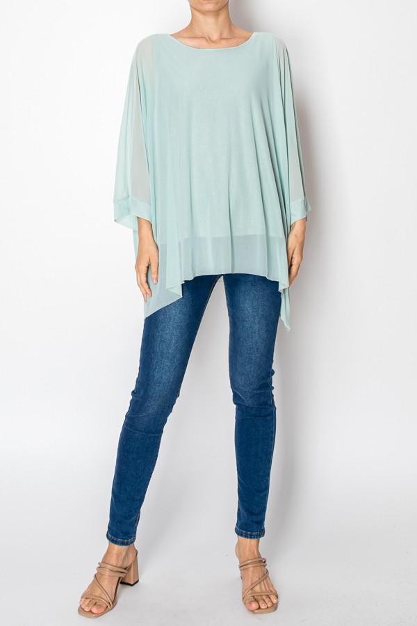 Sage Chiffon Tunic Sparkly Top