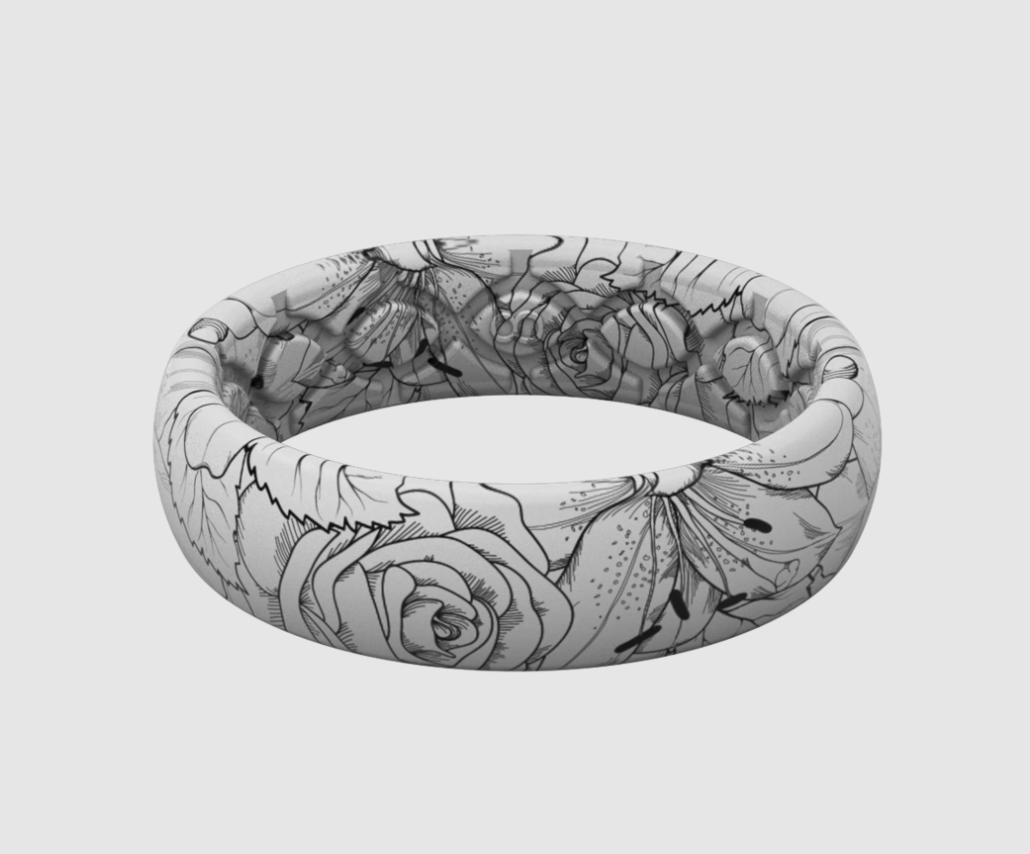 Thin Aspire Winter Rose Groove Life Silicone Ring