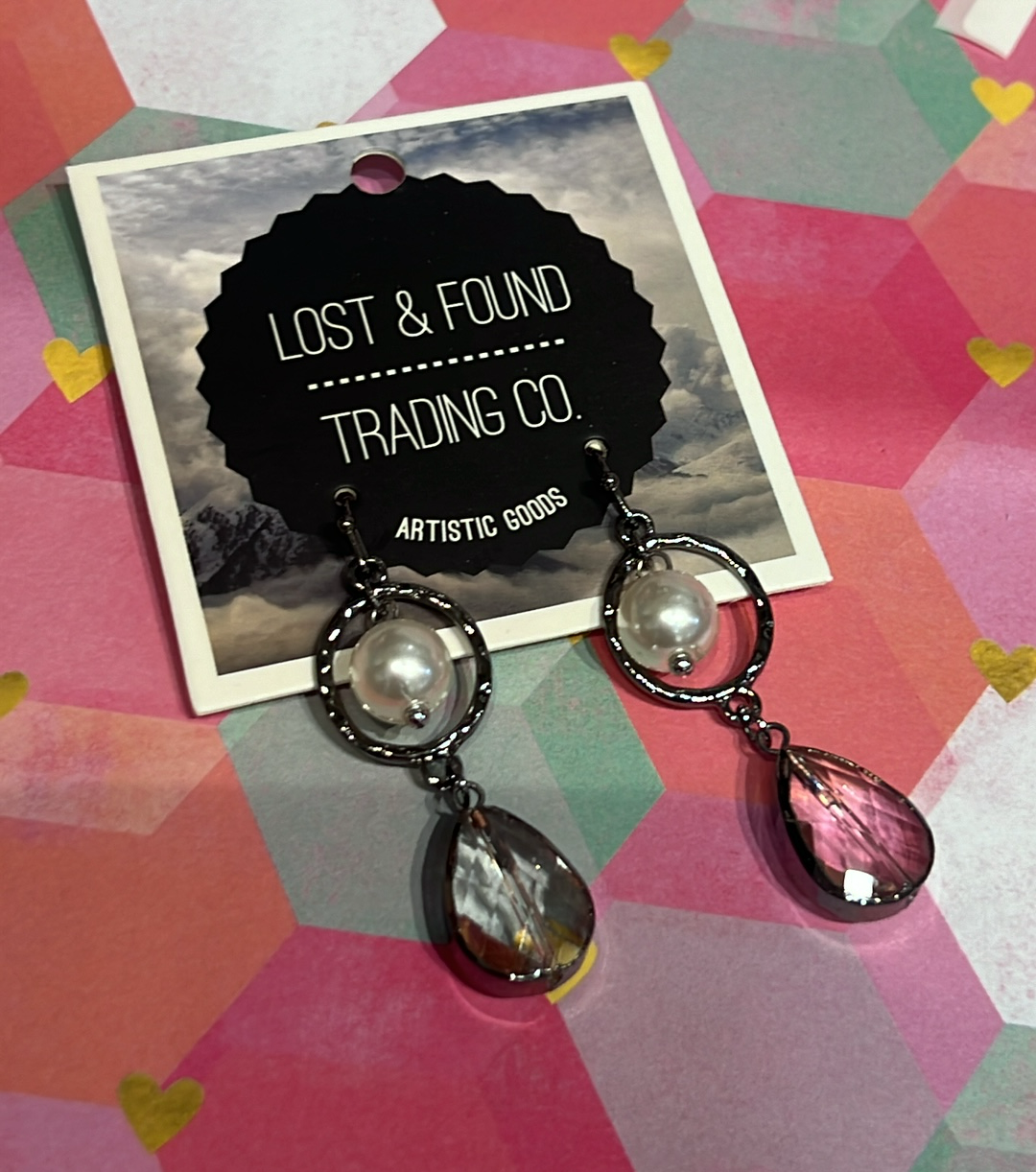 Pearl & Edged Glass Drop Earring