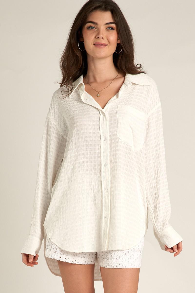 White LS Button Top
