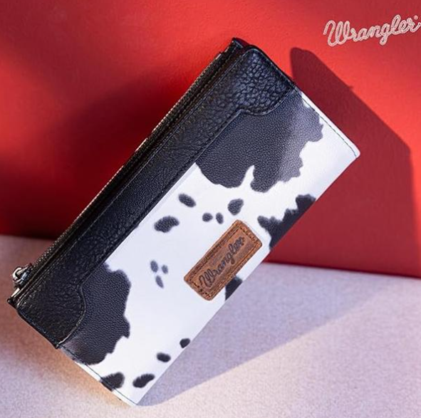 Wrangler Cow Print Bi-Fold Wallet - Black