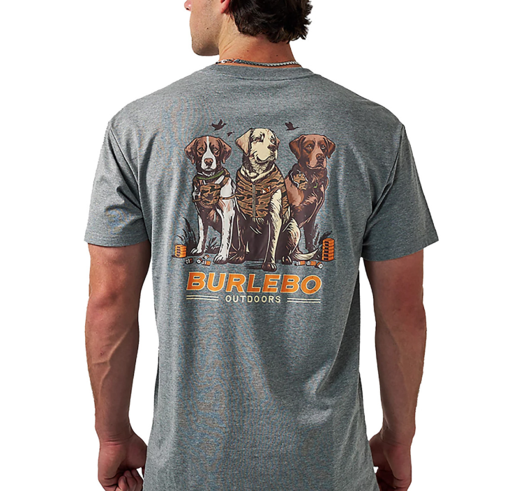 Burlebo - Short Sleeve Tee - Camo Duck Dogs - Dark heather grey