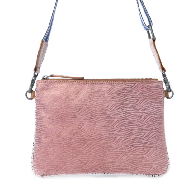 Rosette Trail Leather Bag in Mauve Snake Print