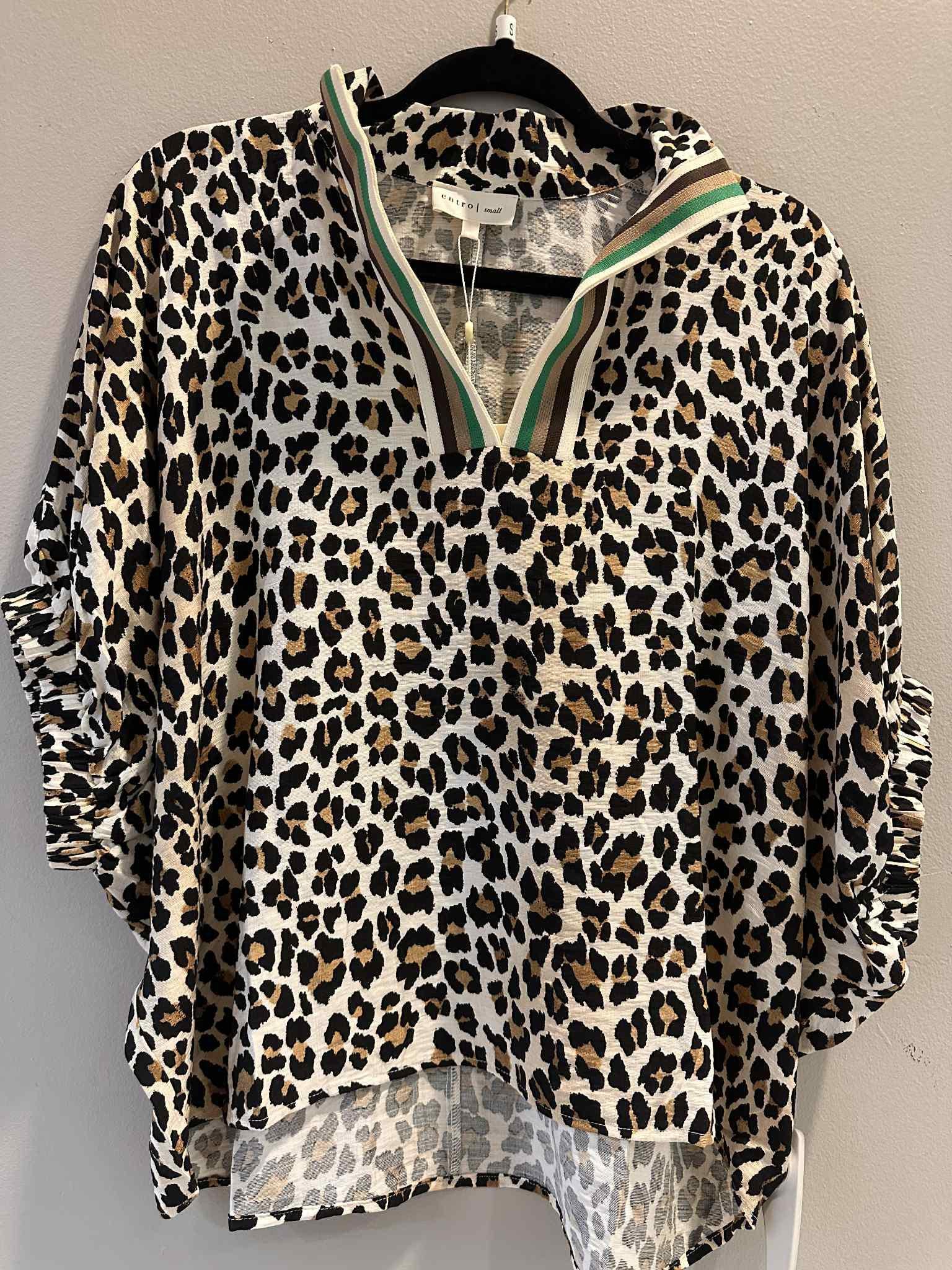 Leopard Print Accented Blouse