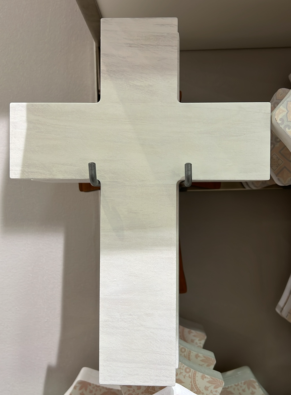 White Faux Wood Cross