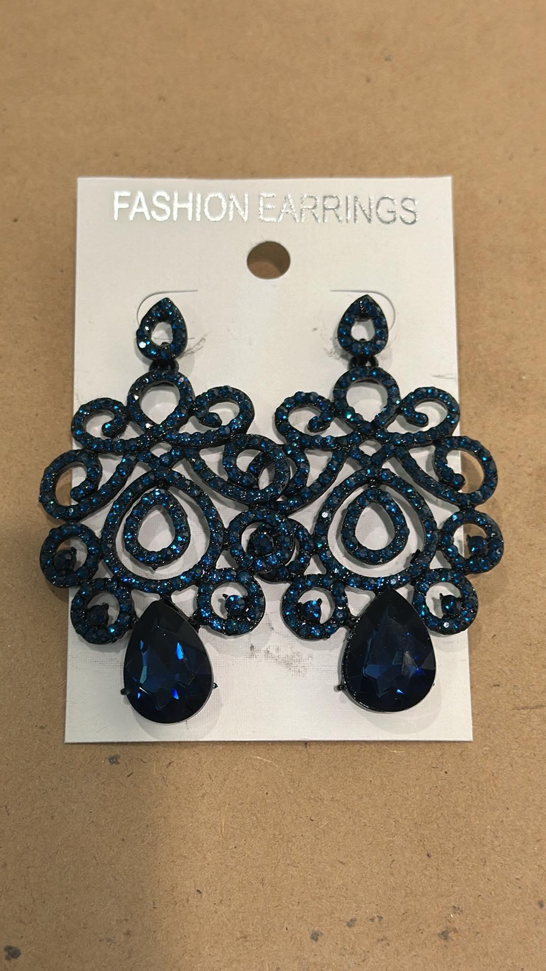 Navy Maze Crystal Earrings