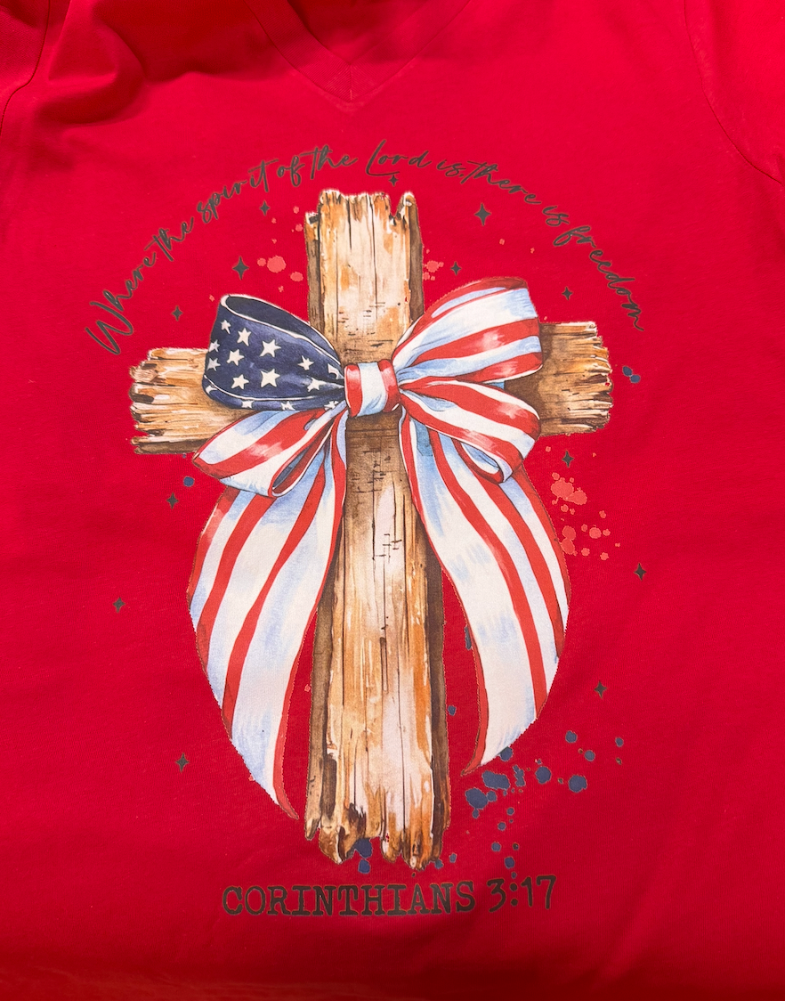 USA Cross V Neck